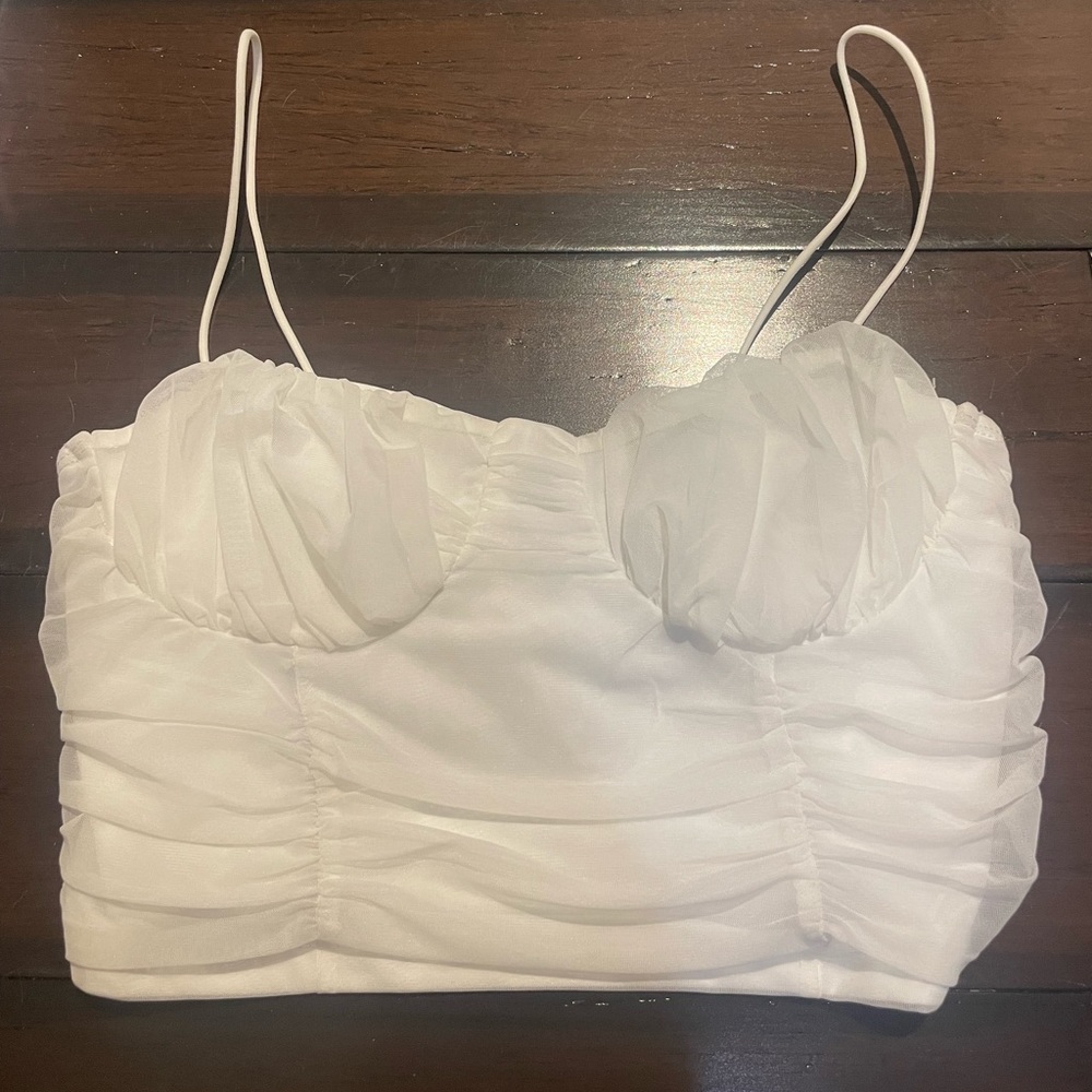 white cropped top
